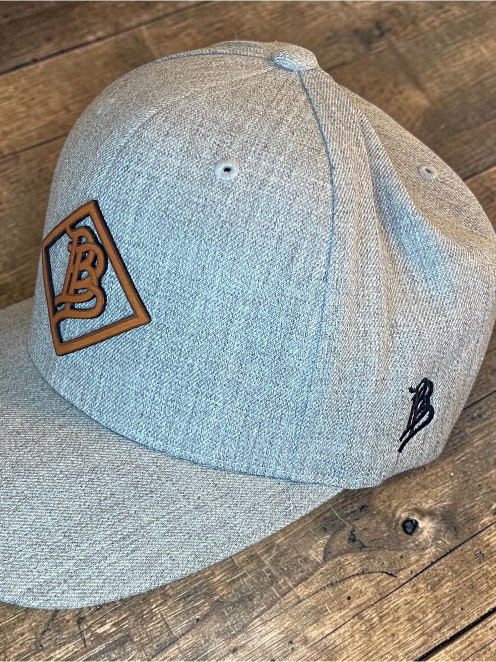 BRANDED BILLS - “BB” Leather Patch ‘The Classics’ by Yupoong Gray Wool Blend Cap